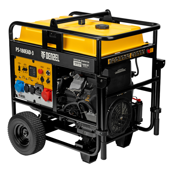Бензиновый генератор DENZEL PS-180EAD-3 на колесах фото